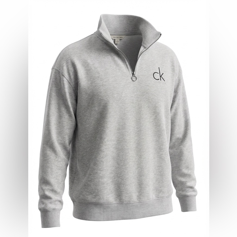 Calvin Klein Men's Light Gray Zip-Up Sweater